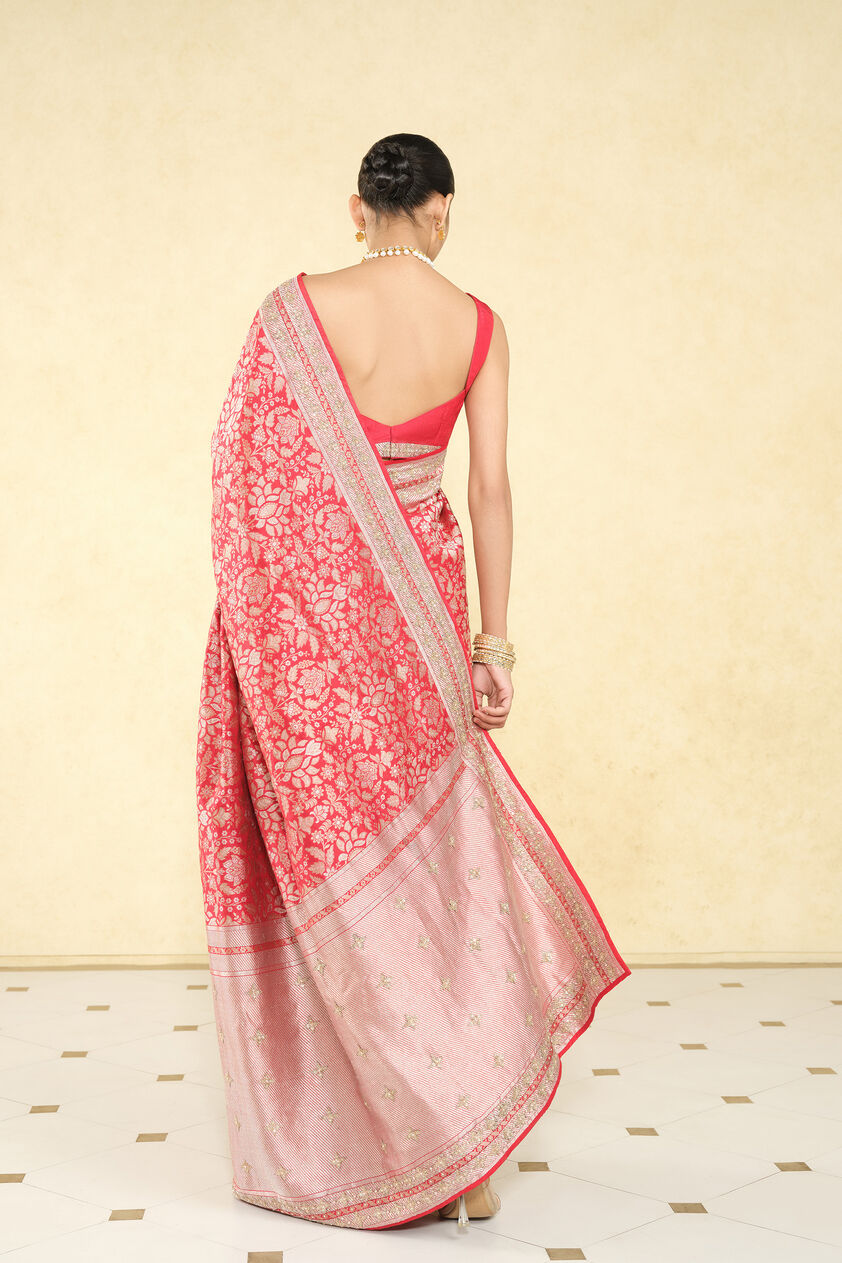 Bhaanavi Handwoven Benarasi Silk Saree, Red, image 3
